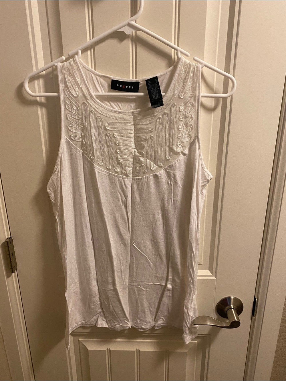 Liz Claiborne AXCESS L Top White Tank Blouse Large Sbirt Lg